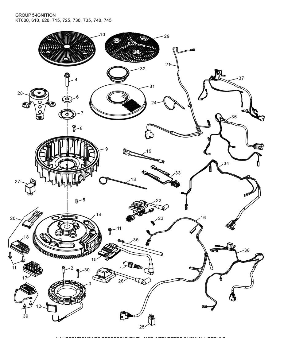 Kt725-3108 Ignition And Charging Diagram and Parts List for KT725-3108  Cub Cadet Engine